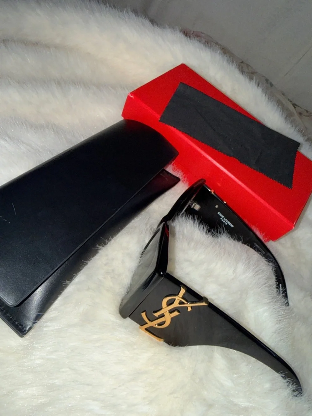 Saint Laurent Black Sunglasses with Gold Accent - Picture 4 of 7